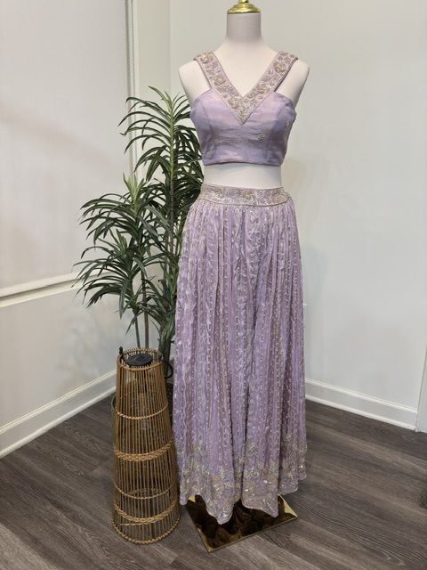 Lavender sequin palazzo set, full view